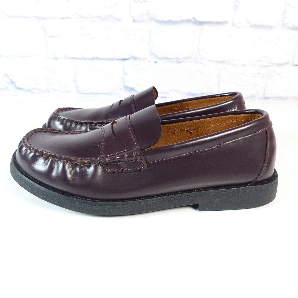 Sperry Colton Penny Loafer Leather Boys 5M Burgundy Dress Shoes Dark Brown NWOB
